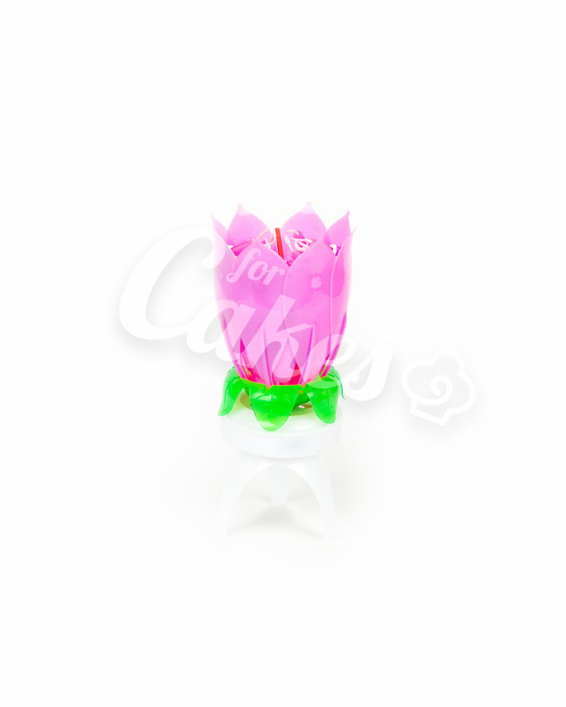 Музыкальная свечка розовая "Лотос" для торта, НЕ ВРАЩАЮЩАЯСЯ - фото 1 - id-p49752524