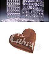 Поликарбонатная форма для шоколада «Сердце Объемное», размер ячейки 8х8 см, 5 ячеек на форме