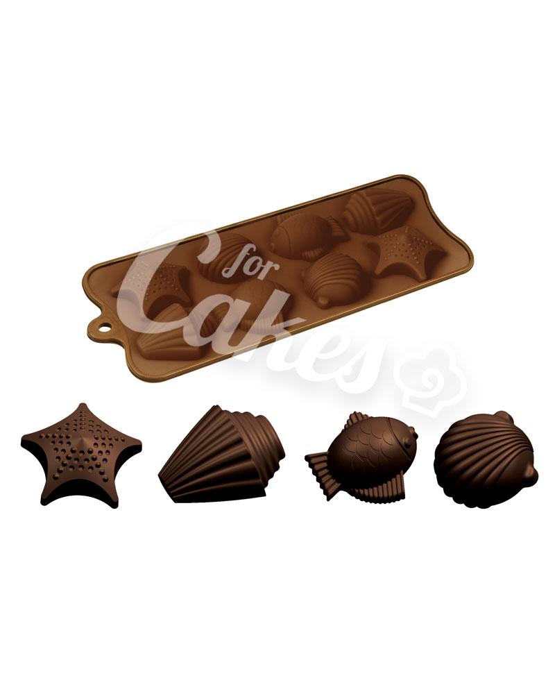 Силиконовый молд для шоколада, карамели, мастики, айсинга «Морская звезда, Рыбка, Ракушки», Италия - фото 1 - id-p49753126