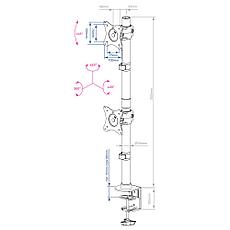 Кронштейн для 2-x мониторов Arm media LCD-T43 black, фото 3