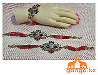 Браслет с камнями (коралл, сердолик, хризопраз и оникс)