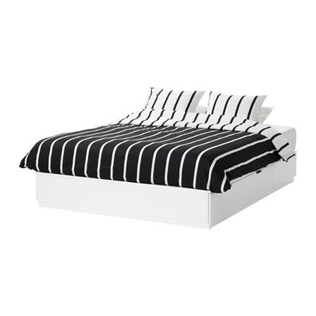 Кровать каркас НОРДЛИ с 6 ящиками, белый 180х200 ИКЕА, IKEA   , фото 2