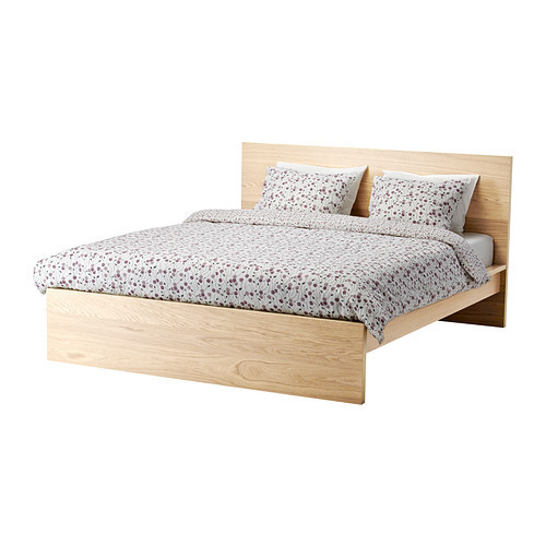 Кровать каркас МАЛЬМ дубовый шпон белёный 160х200 Лурой ИКЕА, IKEA 