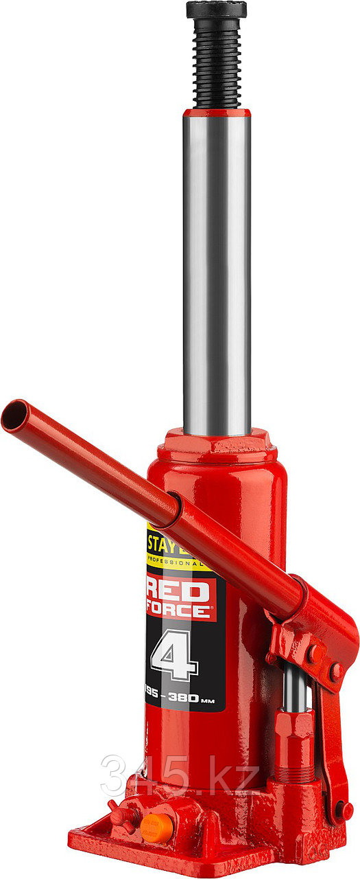 Домкрат гидравлический бутылочный "RED FORCE", 4т, 195-380 мм, в кейсе, STAYER 43160-4-K - фото 2 - id-p50123227