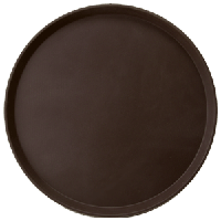 Поднос прорезиненный круглый 400х25 мм коричневый, фото 1