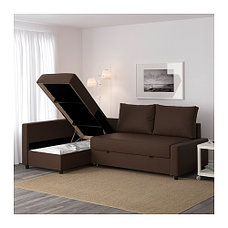 Диван-кровать угловой с отд д/хран ФРИХЕТЭН коричневый IKEA, ИКЕА , фото 3