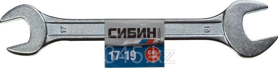 Рожковый гаечный ключ 17 x 19 мм, СИБИН, фото 2