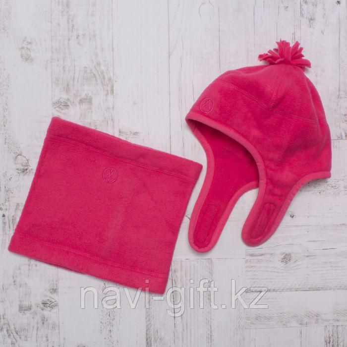 Комплект зимний для девочки (шапка и шарф-снуд), размер 54, цвет розовый W47102