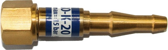 Клапан обратный на резак КО-К-20 Кислород вх./вых.  М16х1,5/6,3/9,0 мм KRASS