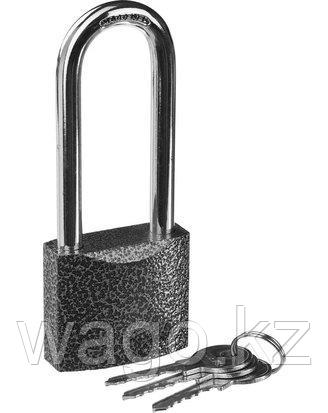 ЗАМОК НАВЕСНОЙ STAYER 37160-50-1, STANDART, МЕТАЛЛИЧЕСКИЙ КОРПУС, УДЛИНЕННАЯ ЗАКАЛЕННАЯ ДУЖКА, 50 ММ, фото 2