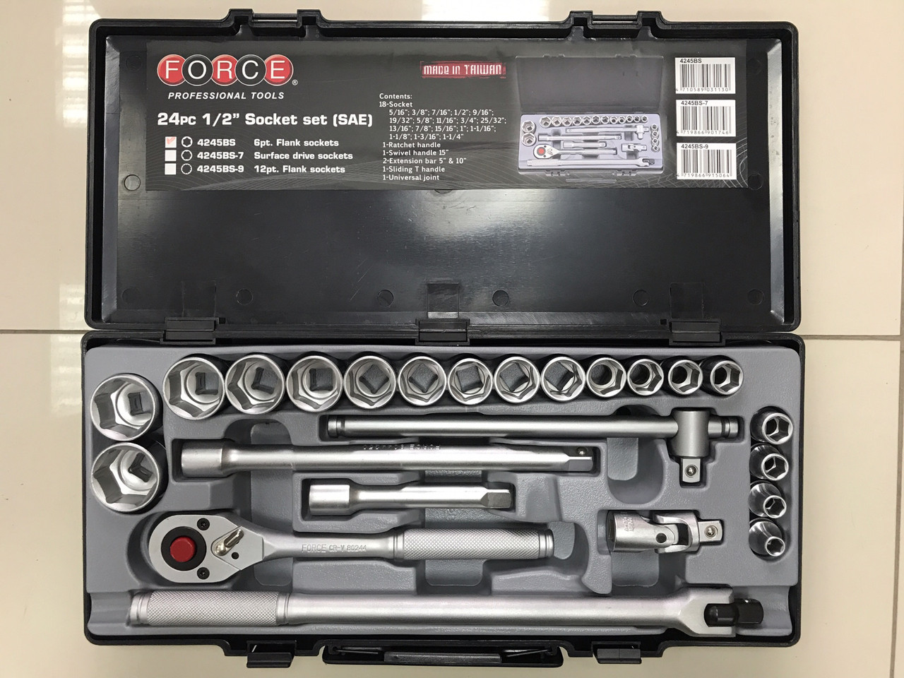 Набор инструмента Force 4245BS 1/2" Набор инструмента (с 6-ти гран.дюймовыми головками) (24пр.)