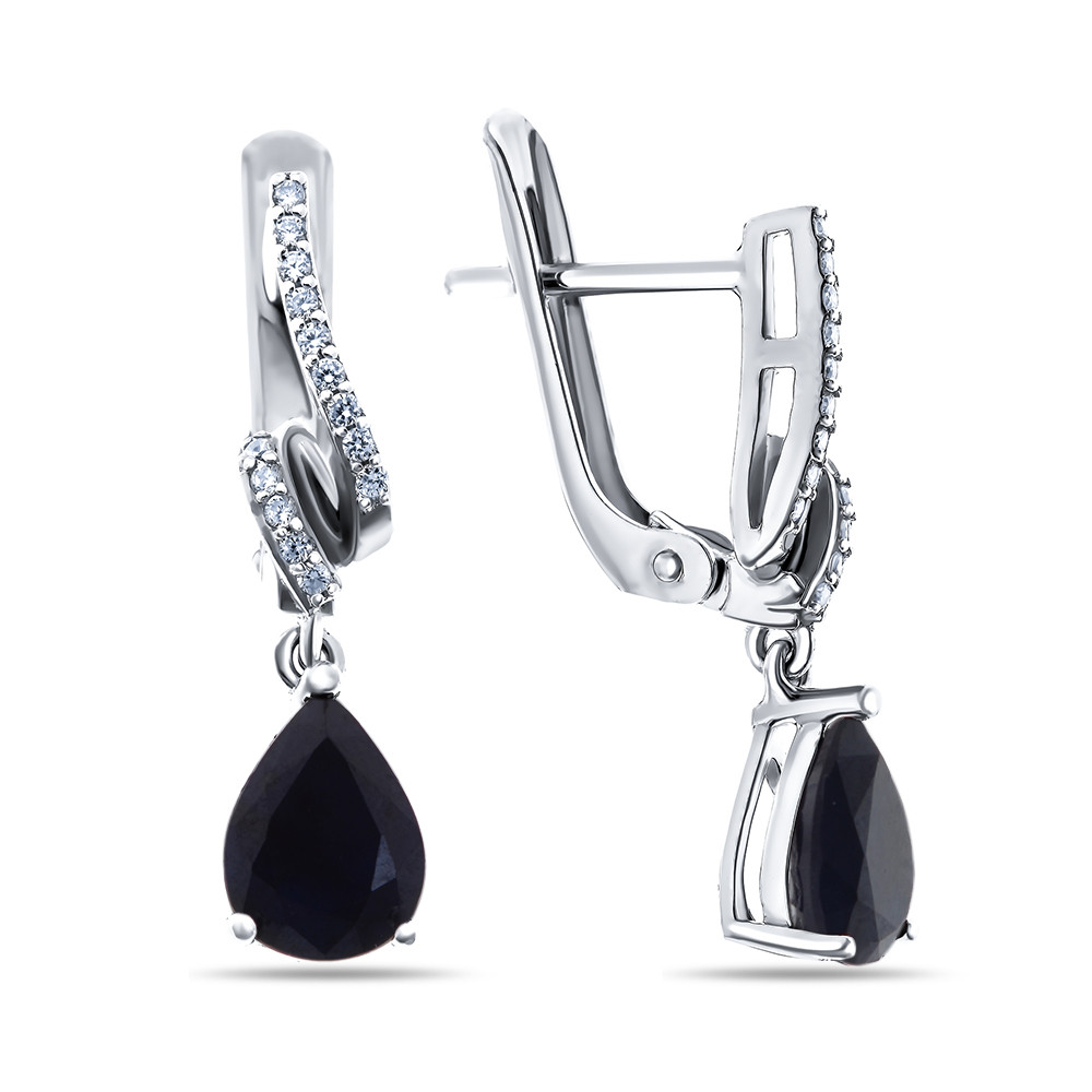 Серебряные серьги с сапфиром и фианитом Teosa E-DRGR00755-SP