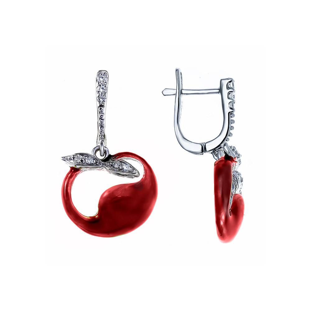 Серьги из серебра с эмалью и фианитом Teosa E0713-CZE-RR-RY
