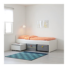 Кровать каркас с реечным дном СЛЭКТ белый ИКЕА, IKEA, фото 3