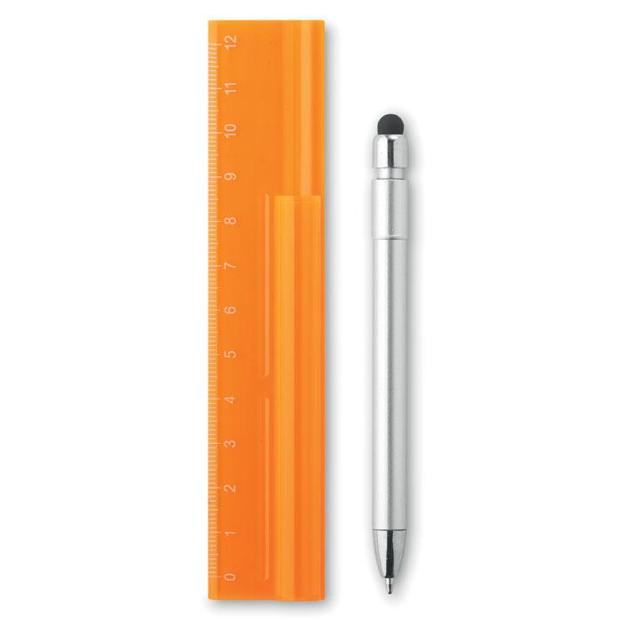 Шариковая ручка со стилусом и линейка оранжевый - фото 2 - id-p50201434