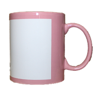 Розовая сублимационная кружка с белым прямоугольником