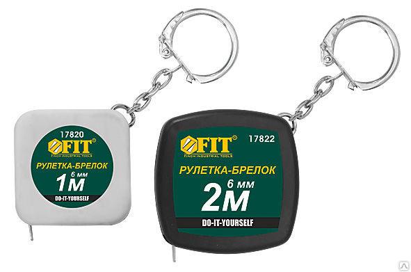 (17822) Рулетка-брелок 2 м, черная квадратная