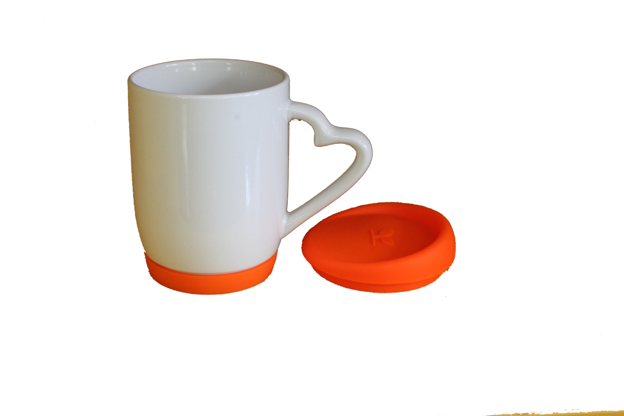 Кружка белая силиконовая дно и крышка оранжевая - фото 1 - id-p50240511