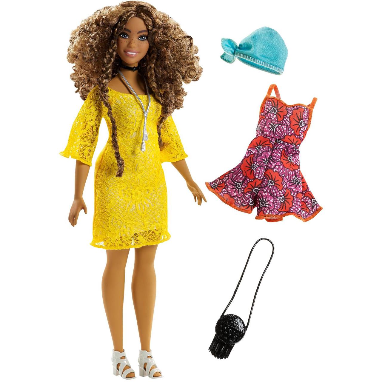 Barbie "Игра с модой" Кукла Барби в жёлтом платье #84 (Пышная)