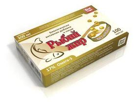 Рыбий жир, без добавок, 100 капсул