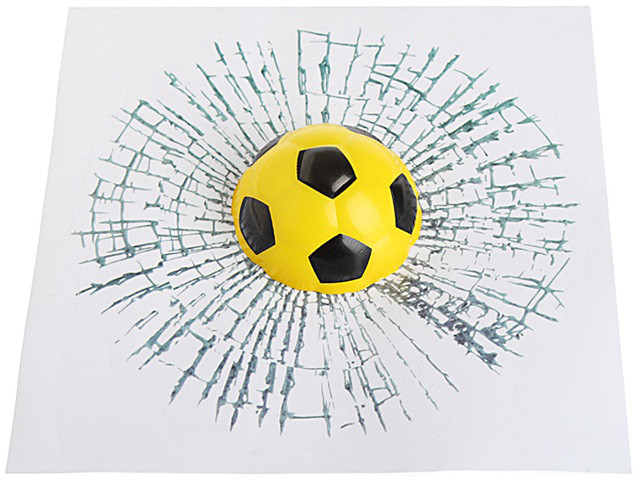 Наклейка на автомобиль Разбитое Стекло Футбольный мяч (желтый) - фото 2 - id-p50265476