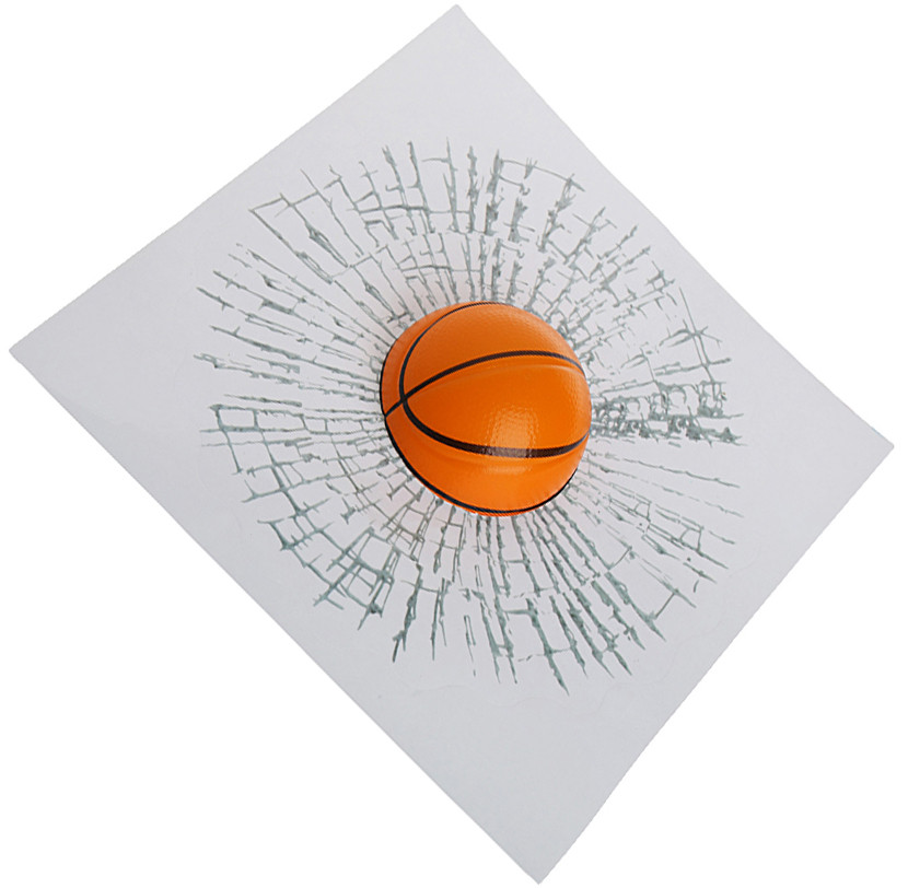 Наклейка на автомобиль Разбитое Стекло Баскетбольный мяч - фото 1 - id-p50265473