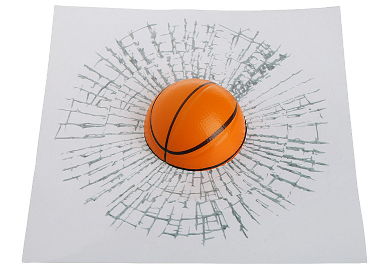 Наклейка на автомобиль Разбитое Стекло Баскетбольный мяч - фото 5 - id-p50265473