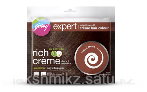 Краска-крем для волос на основе хны Godrej Expert Rich Crème, натуральный коричневый (natural brown)