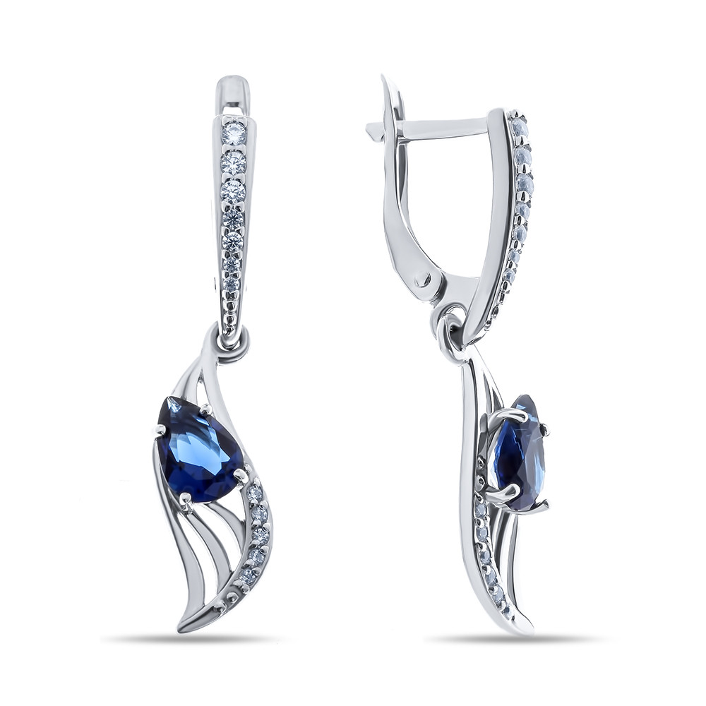 Серьги из серебра с алпанитом и фианитом Инталия 21395-9