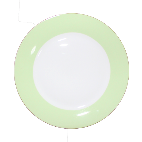 Тарелка керамическая с салатовой окантовкой