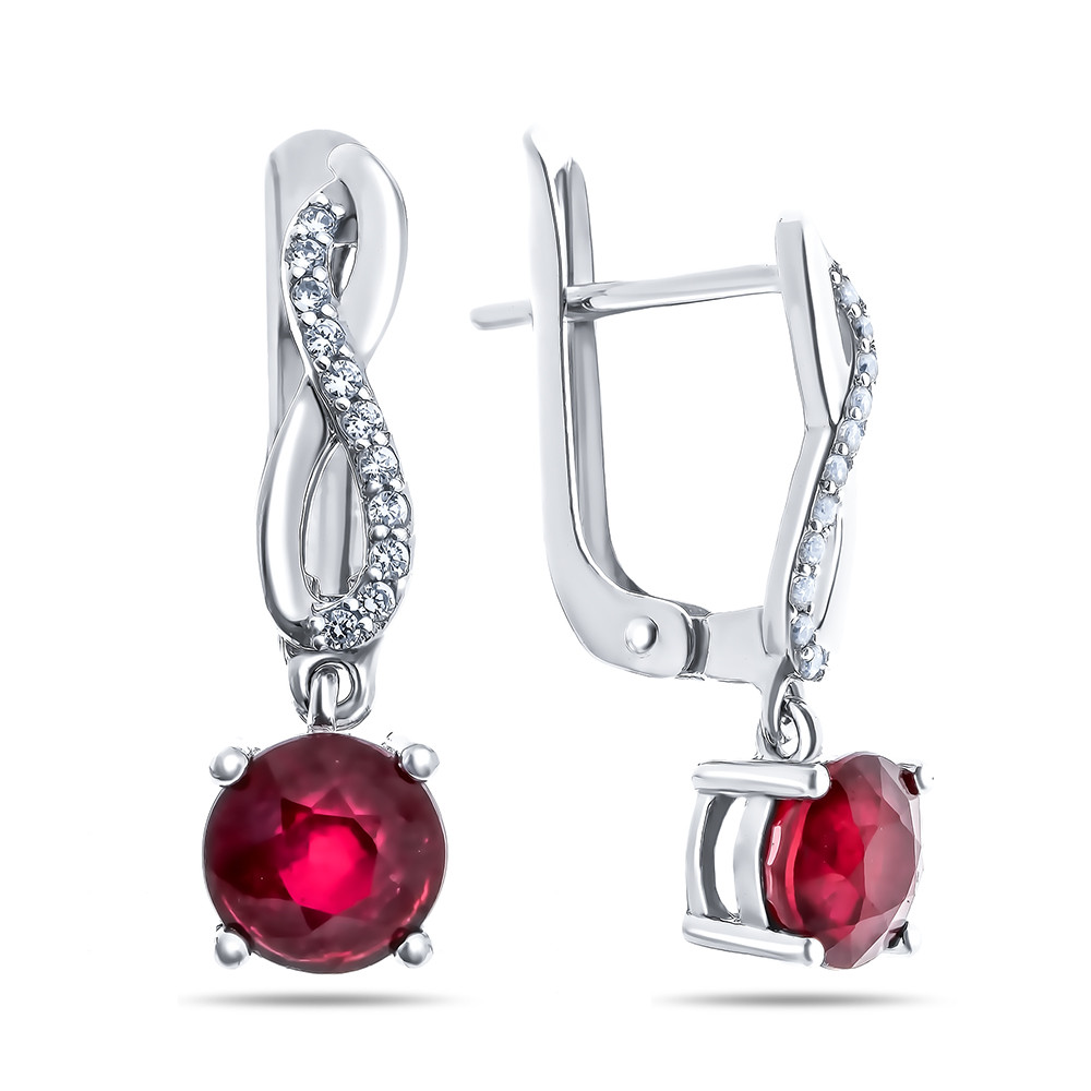 Серьги из серебра с рубином и фианитом Teosa E-DRGR00746-RB