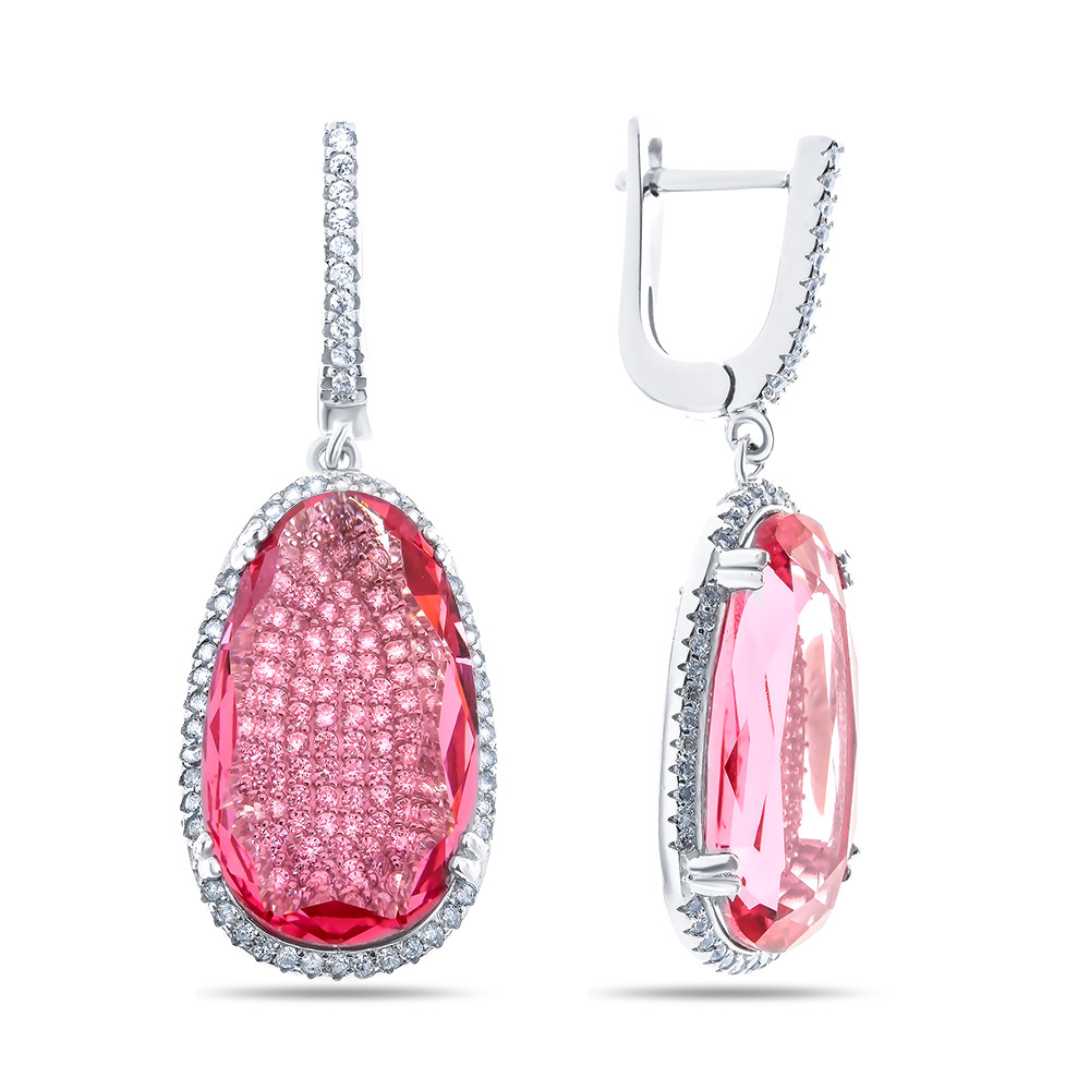Серебряные серьги с фианитом Teosa E-S0338B-MR