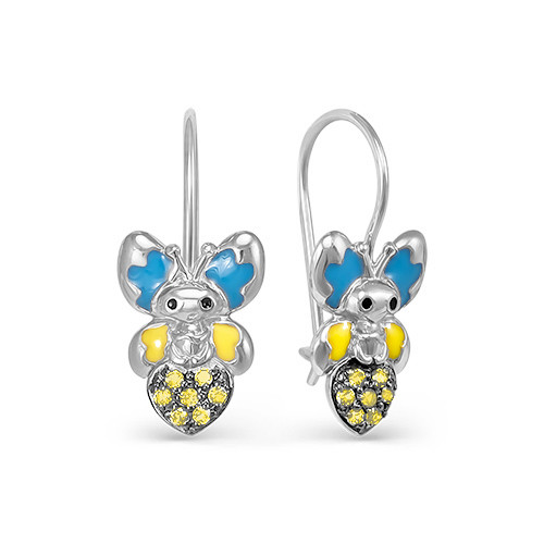 Серьги из серебра с фианитом цветным Дельта с920218