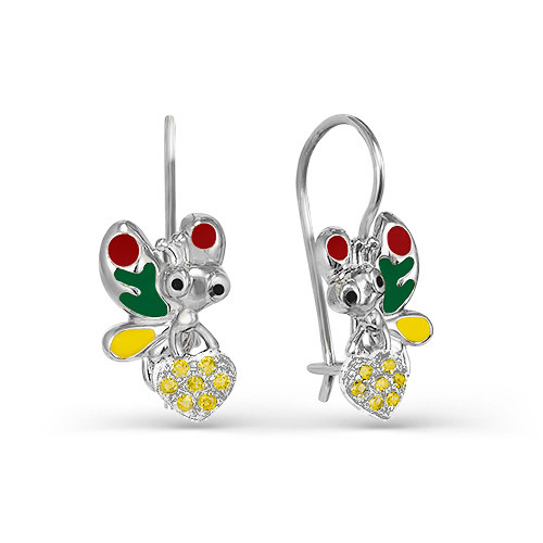 Серьги из серебра с фианитом цветным Дельта с920145