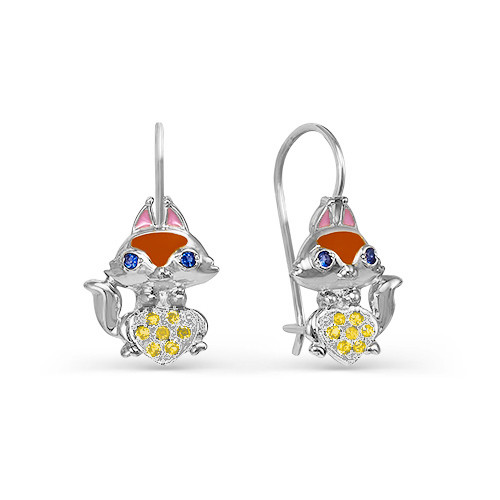 Серебряные серьги с фианитом цветным Дельта с920926