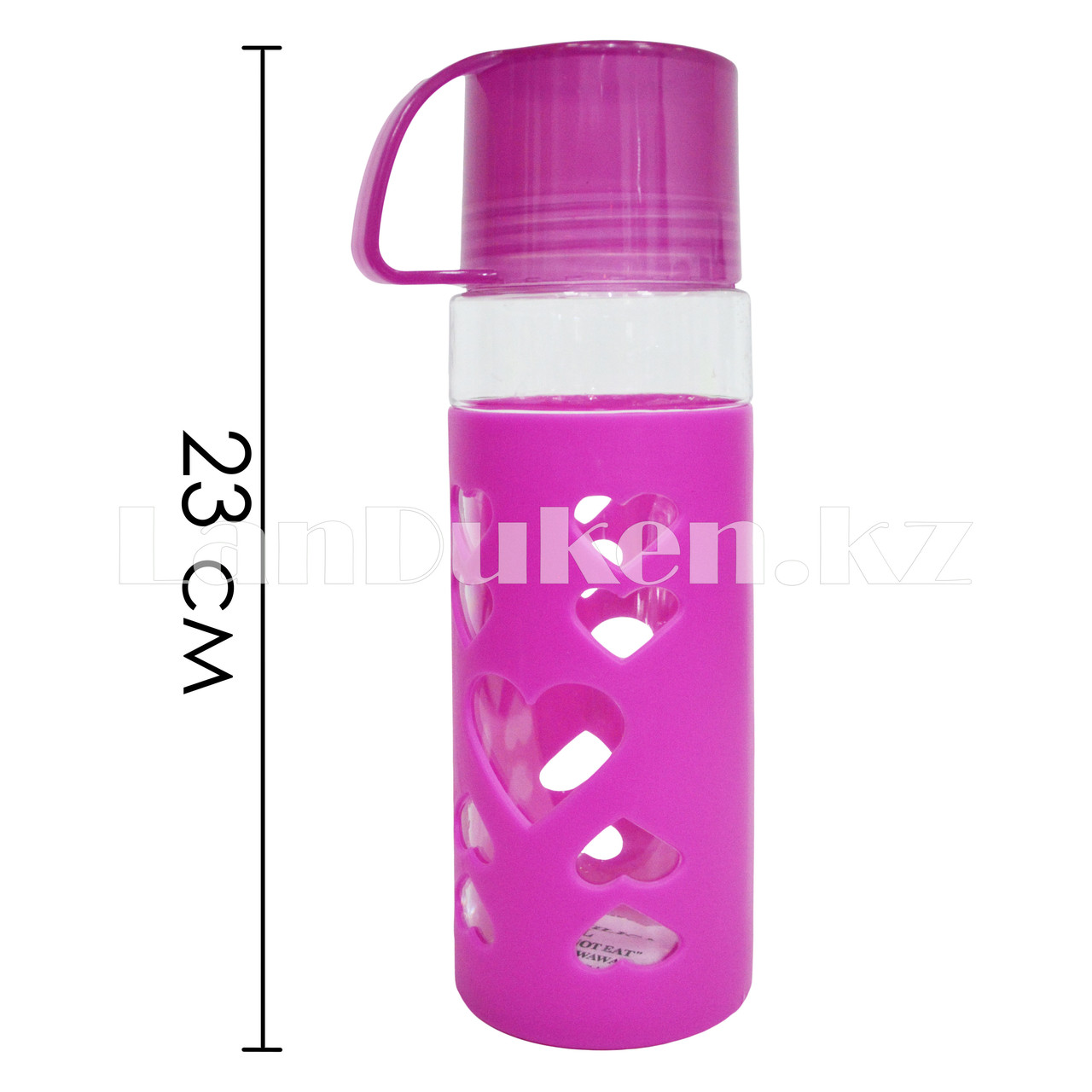 Пластиковая бутылочка для воды фиолетовая с сердечками - фото 1 - id-p50165940