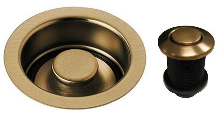 Комплект для измельчителя: фланец + кнопка в цвете "Brushed Bronze"
