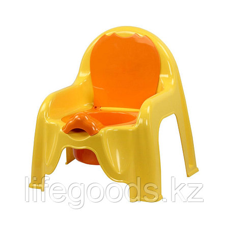 Горшок - стульчик с крышкой и со спинкой (светло-жёлтый), М1328, фото 2