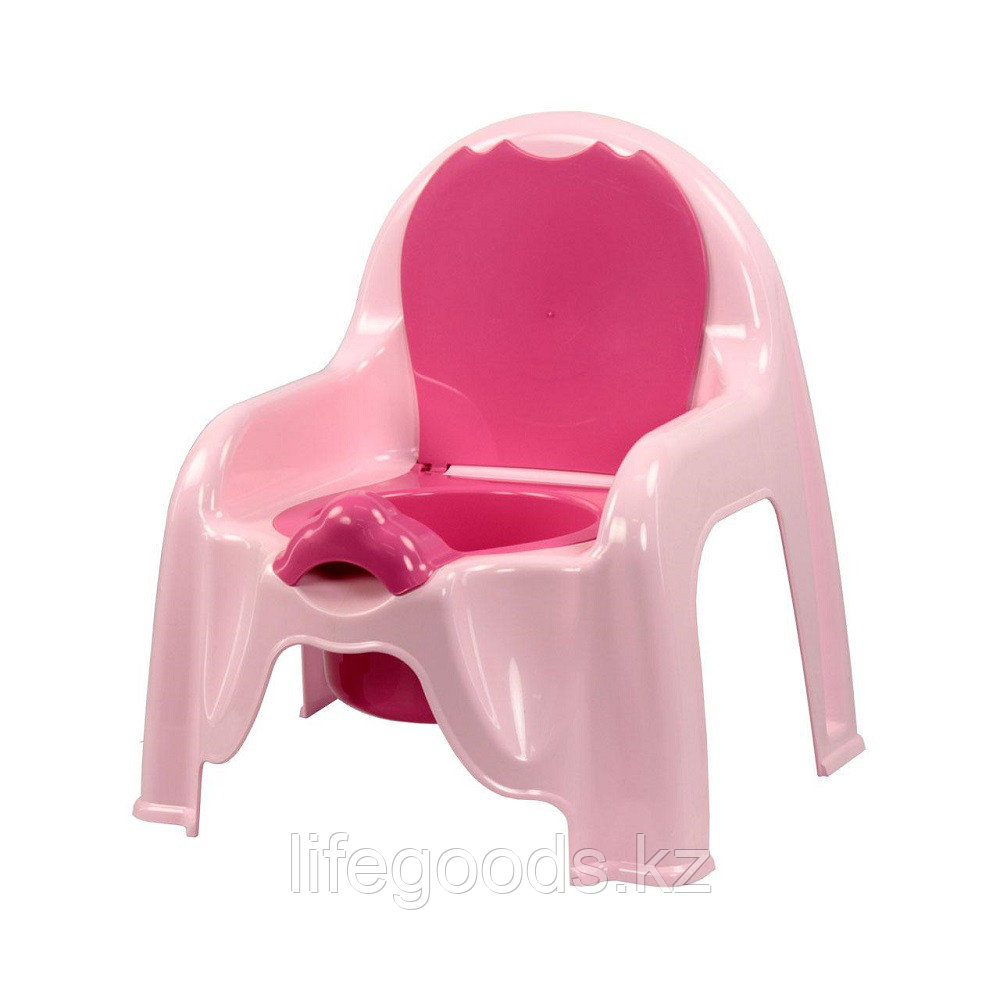 Горшок - стульчик с крышкой и со спинкой (розовый), М1528 - фото 1 - id-p50498924