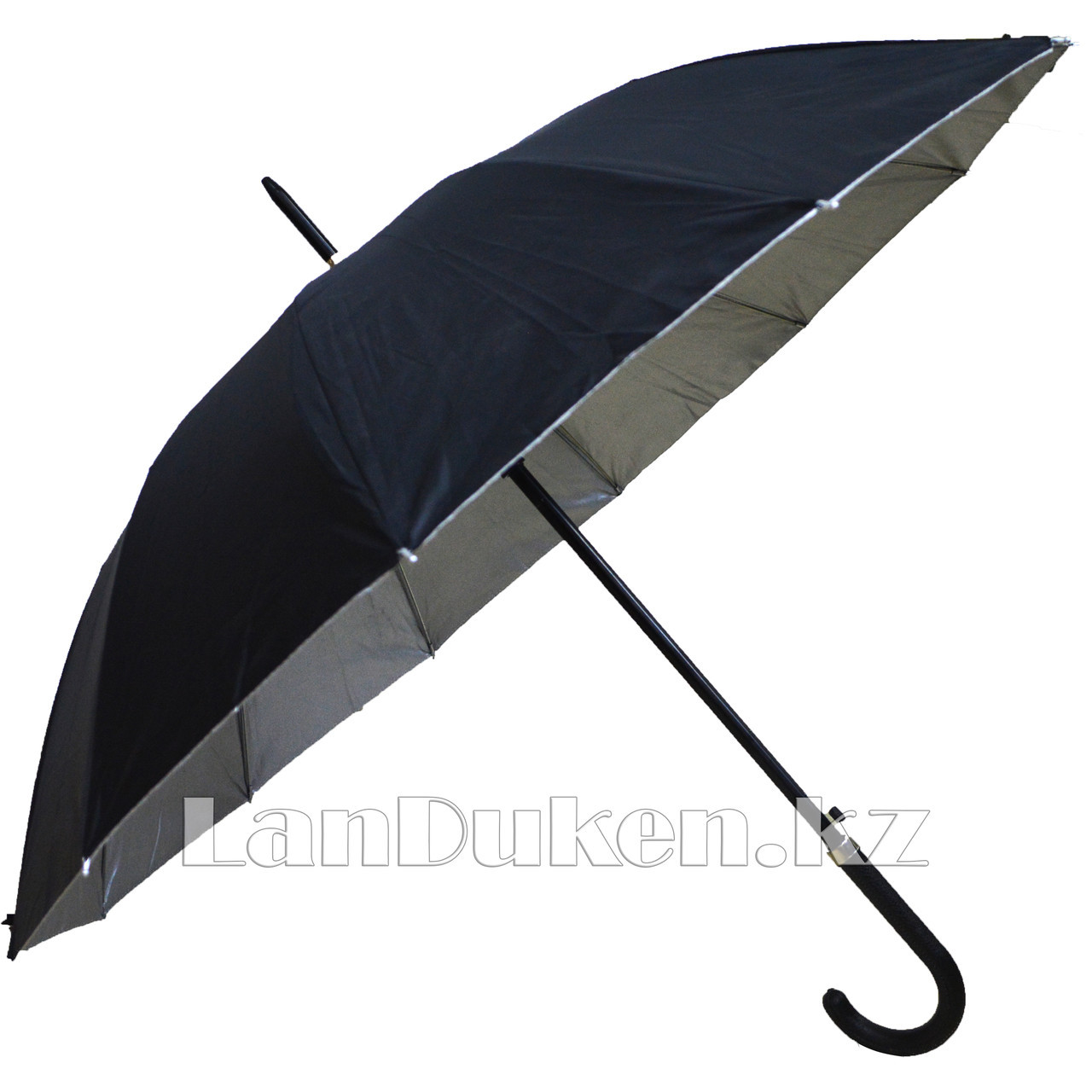 Зонт трость полуавтомат двухцветный черный/серебристый