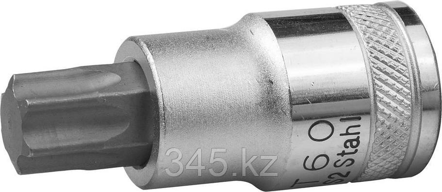 Торцовая бита-головка KRAFTOOL "INDUSTRIE QUALITAT", материал S2, TORX, сатинированная, 1/2", Т60 , фото 2