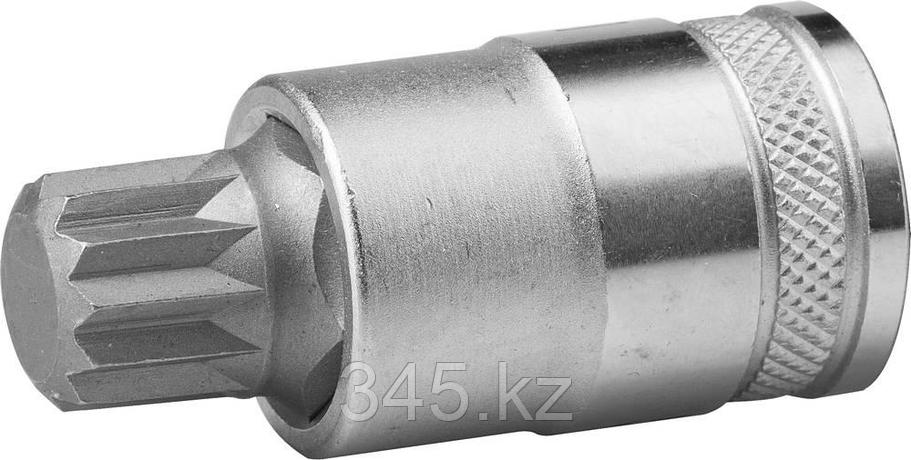 Торцовая бита-головка KRAFTOOL "INDUSTRIE QUALITAT", материал S2, SPLINE, сатинированная, 1/2", M16 , фото 2
