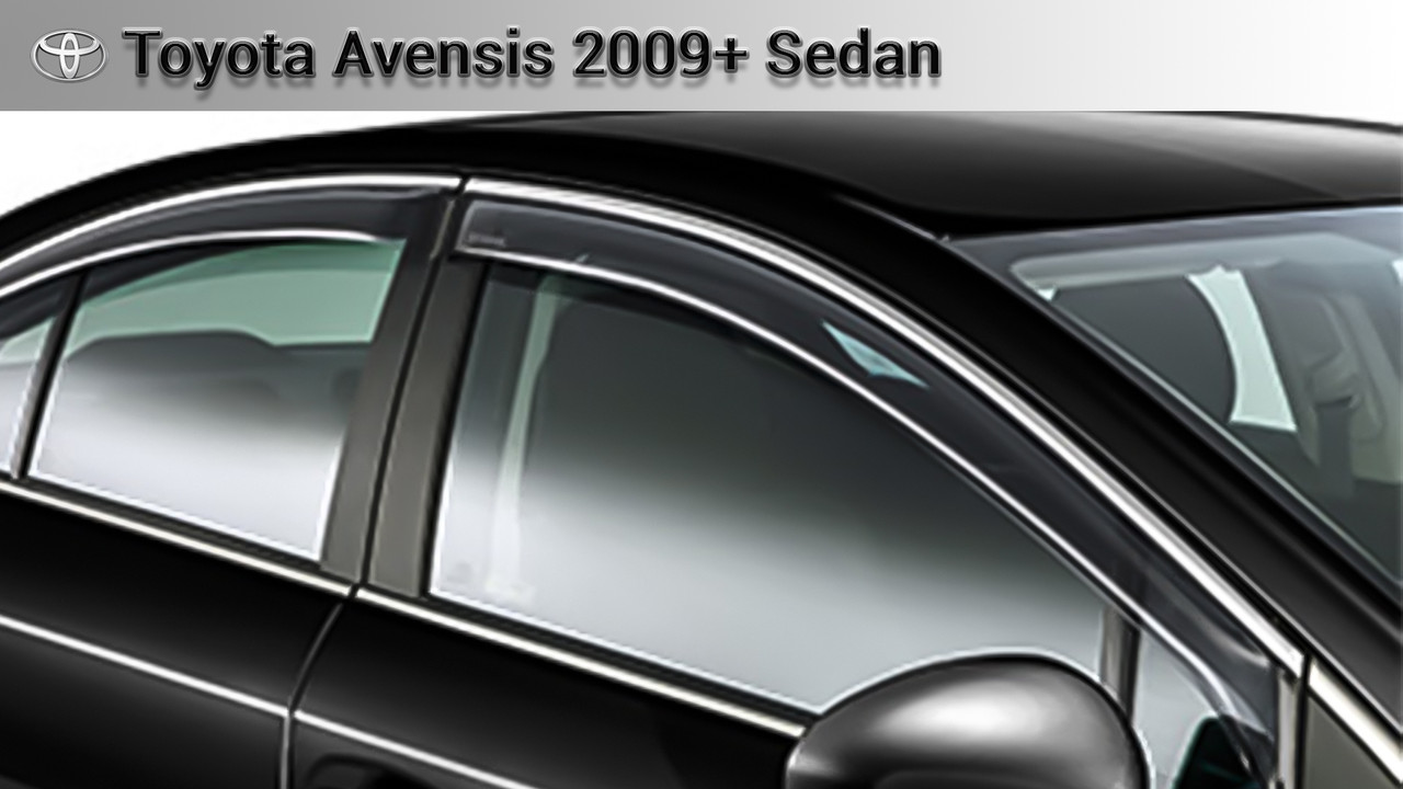 Оригинальные Ветровики (дефлекторы окон) Toyota Avensis 2009+ OEM с креплением и логотипом седан