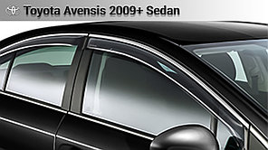 Оригинальные Ветровики (дефлекторы окон) Toyota Avensis 2009+ OEM с креплением и логотипом седан