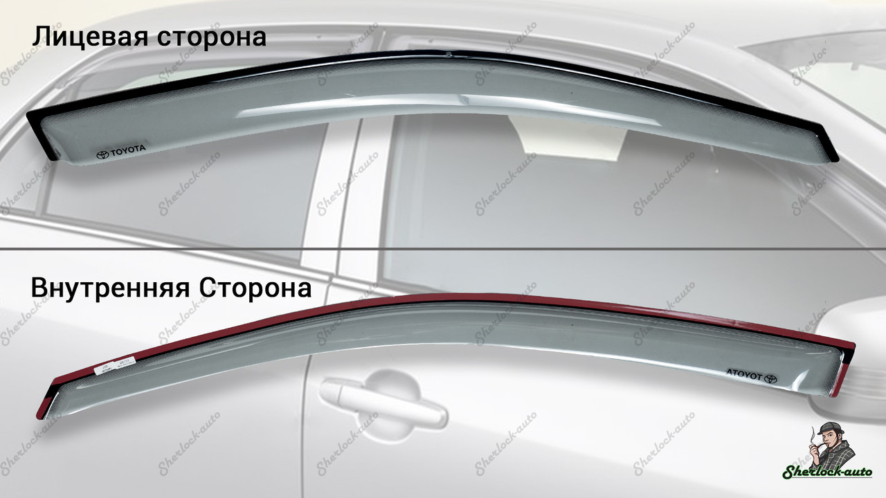 Оригинальные Ветровики (дефлекторы окон) Toyota Corolla (E140) 2007-2012 OEM с креплением и логотипом - фото 2 - id-p36132176