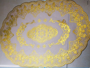 Овальная салфетка с золотым декором 45х30 см - Оплата Kaspi Pay, фото 2