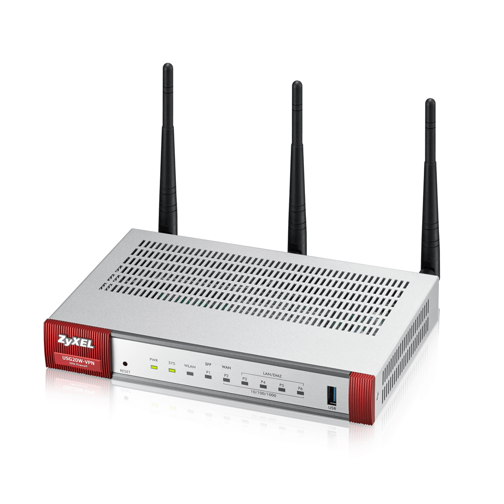 Zyxel USG20W-VPN Беспроводной межсетевой экран 2xWAN GE (RJ-45 и SPF), 4xLAN/DMZ GE, 802.11a/b/g/n/ac