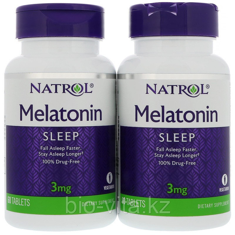 Мелатонин с витамином В6, 3 мг, 60 таблеток.1 банка.  Natrol