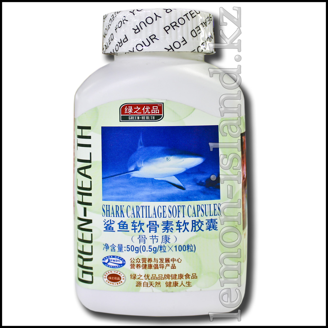 Акулий хрящ (хондроитин, глюкозамин, коллаген) от фабрики Green Health в капсулах.