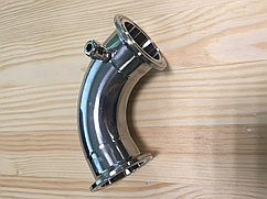 Отвод 90 градусов под кламп DN 1,5"  с ниппелем под термометр